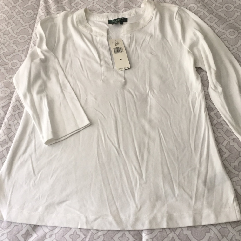 White, beautiful, Ralph Lauren Top, 3/4 sleeves